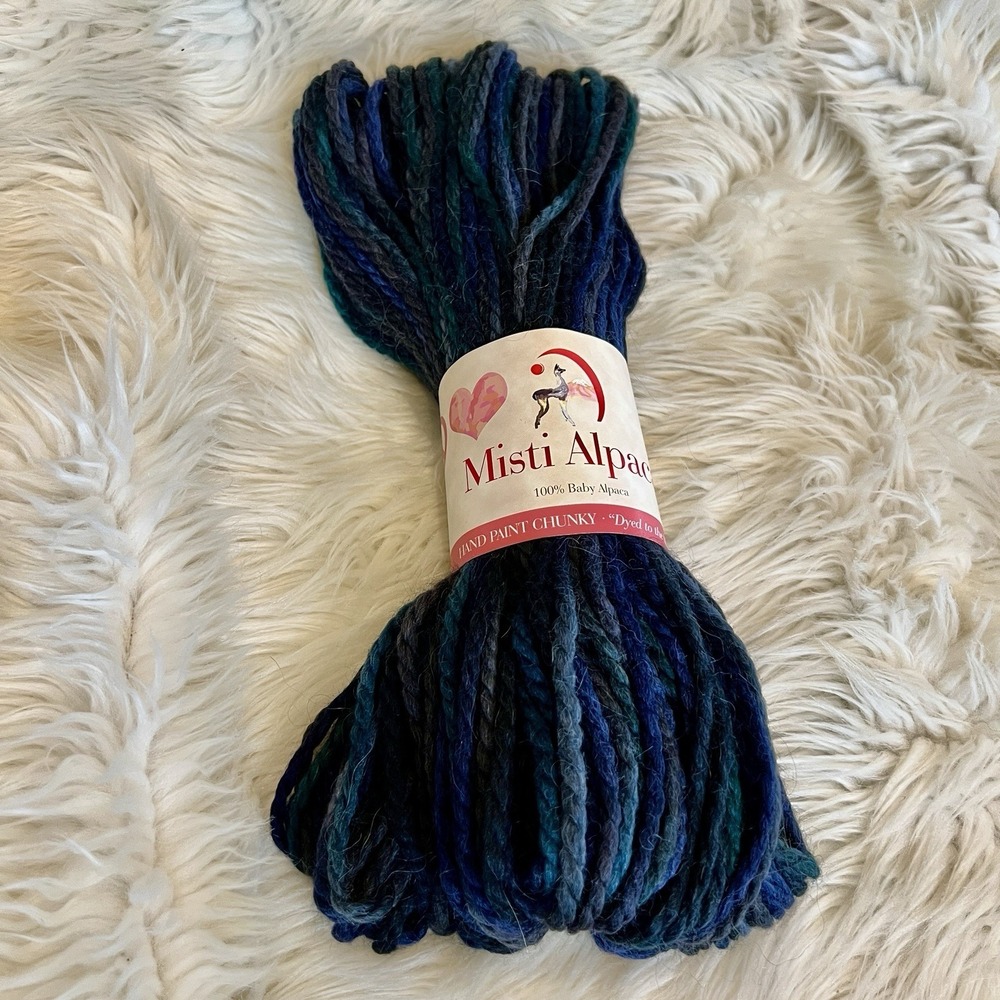 Misti 100% Baby Alpaca Hand Painted "Midnight Sapphire" Chunky Yarn NCP41